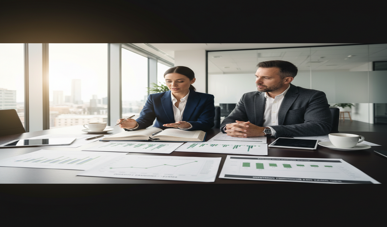 Business leaders discussing liquidity strategy and reserve policies around a conference table
