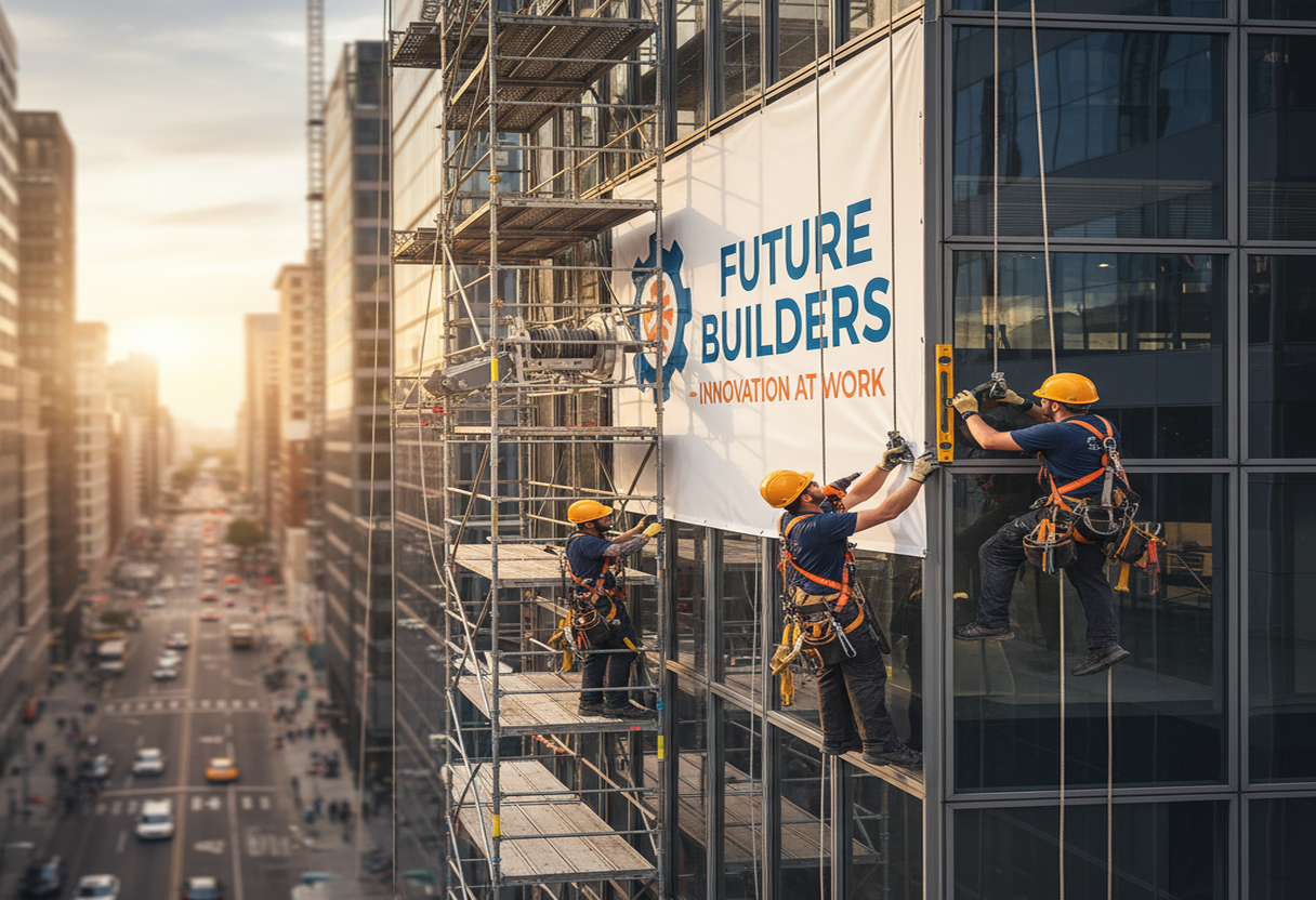 Veilige plaatsing werkbanner en check van de bevestigingen