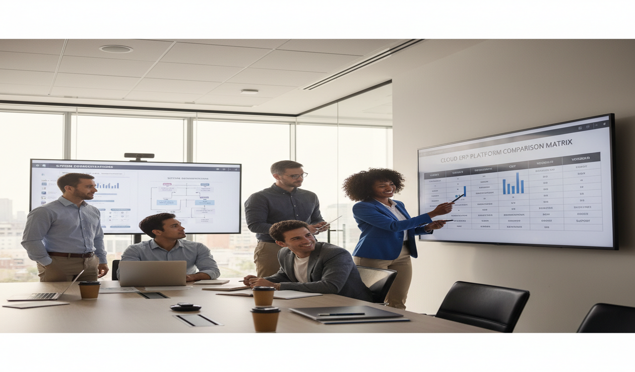 Leaders comparing cloud ERP versus on-premise options and industry-specific requirements
