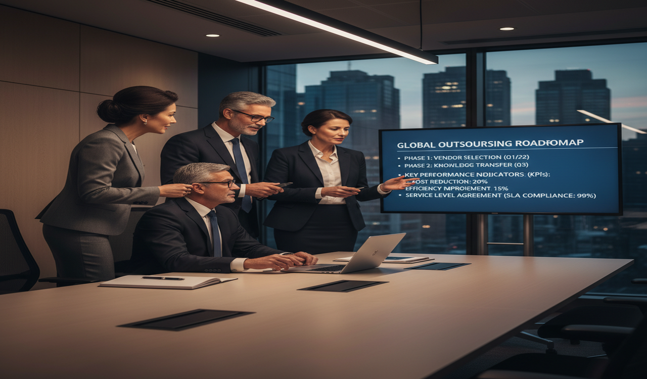 Framework for strategic outsourcing implementation with governance and metrics