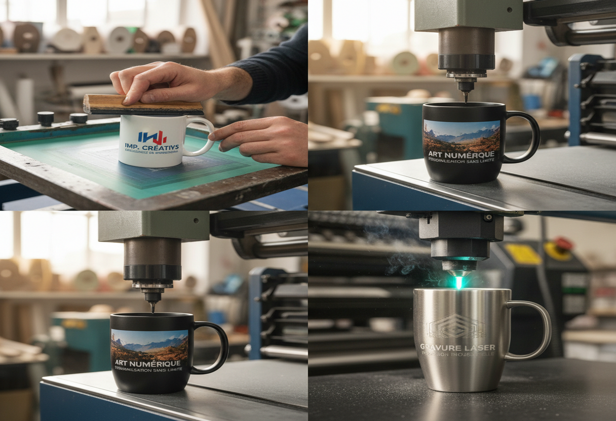 Techniques d'impression pour tasses personnalisées, sérigraphie et sublimation