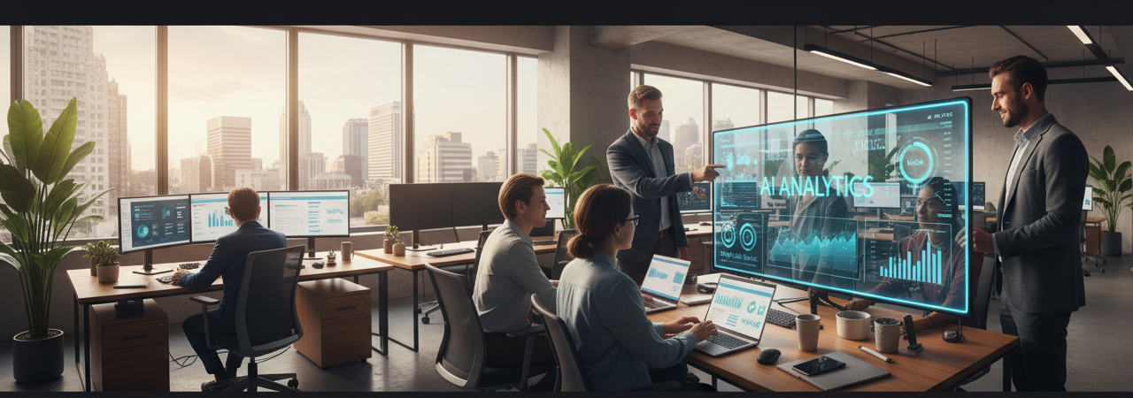 SME team using AI-powered operational dashboard for business efficiency