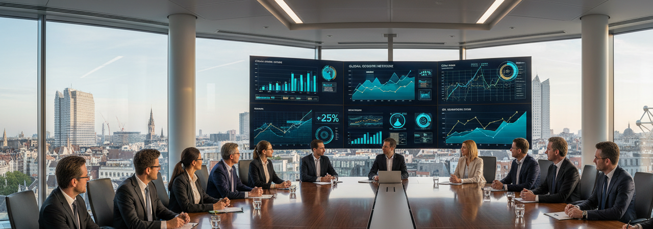 Business executives discussing outsourcing strategies for company growth